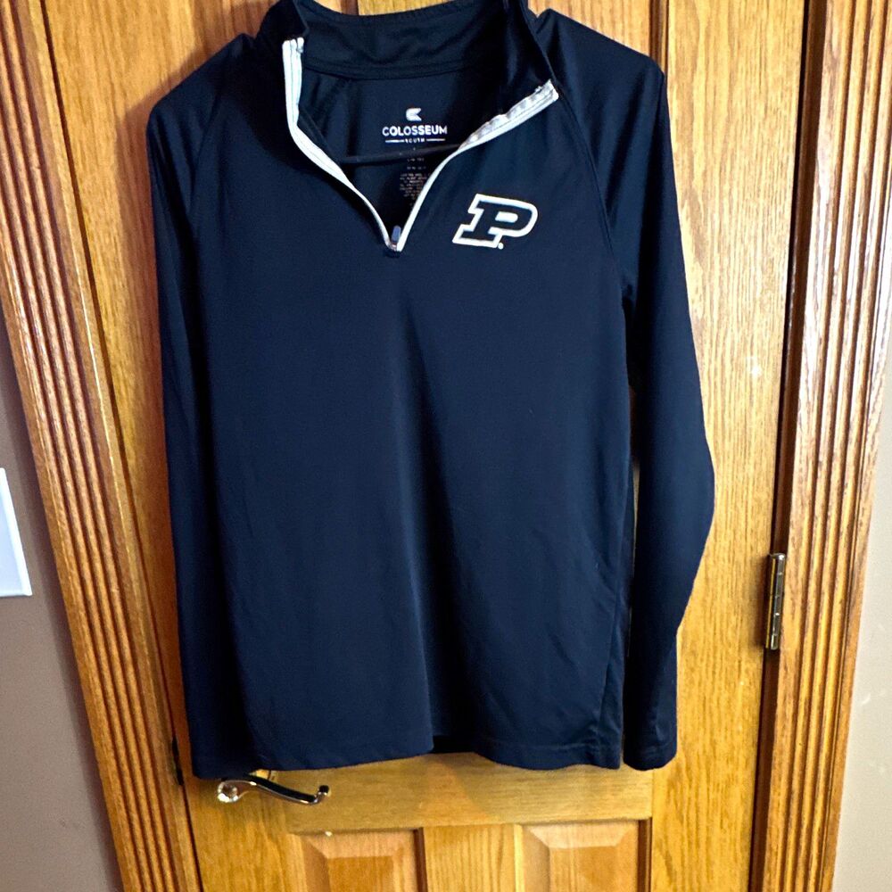 Colosseum Purdue Boilermakers Boys L Black 1/4 Zip Pullover Top